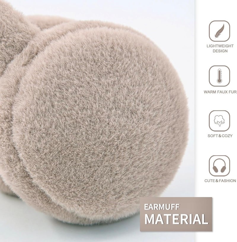 YATANAM Women Ear Muffs Winter Girls White Earmuffs Fuzzy Kids Black Ear Muff Cute Fluffy Ear Warmers Foldable Ear Covers Boy - Image 3